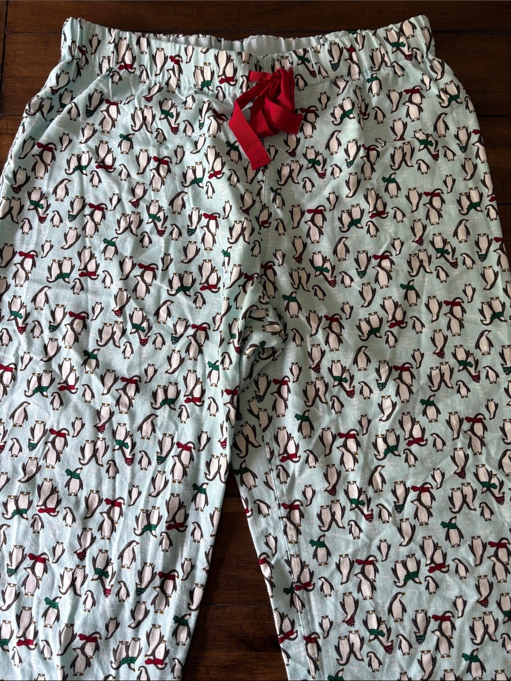 Lands' End Women’s Holiday Xmas Blue Penguin Print Pajama Bottoms medium EUC - Picture 2 of 3